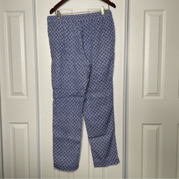 Land’s End Women’s 12 Flowy Indigo Print Drawstring Pants Resort Beach Geometric - Picture 5 of 7